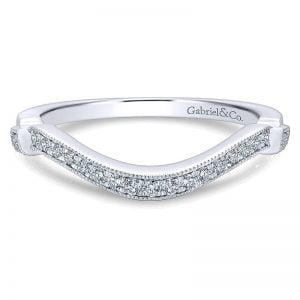 14k White Gold Diamond Curved Wedding Band WB12633S3W44JJ
