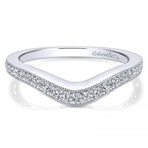 14k White Gold Diamond Curved Wedding Band WB12634S3W44JJ