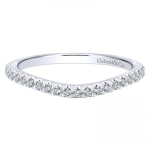 14k White Gold Diamond Curved Wedding Band WB12637O4W44JJ