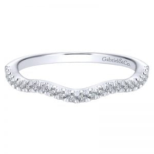 14k White Gold Diamond Curved Wedding Band WB12663S3W44JJ