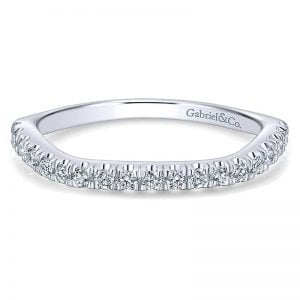 14k White Gold Diamond Curved Wedding Band WB12677R4W44JJ