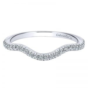 14k White Gold Diamond Curved Wedding Band WB12680R4W44JJ
