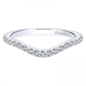 14k White Gold Diamond Curved Wedding Band WB12752R4W44JJ