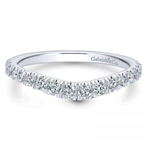 14k White Gold Diamond Curved Wedding Band WB12761R4W44JJ
