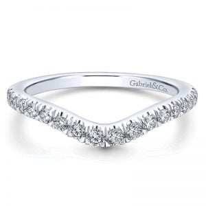 14k White Gold Diamond Curved Wedding Band WB12762R4W44JJ