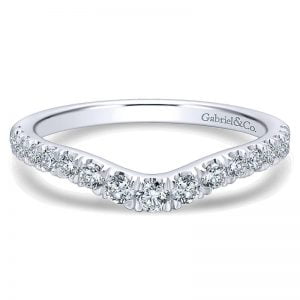 14k White Gold Diamond Curved Wedding Band WB12764O4W44JJ