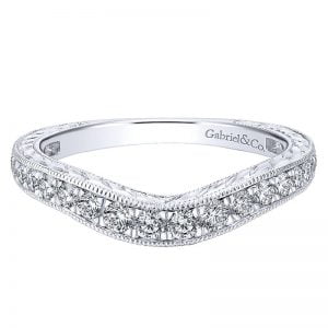 14k White Gold Diamond Curved Wedding Band WB12825R4W44JJ