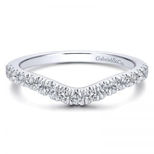 14k White Gold Diamond Curved Wedding Band WB12836S4W44JJ