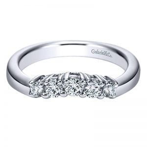 14k White Gold Diamond Curved Wedding Band WB3813W44JJ