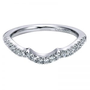 14k White Gold Diamond Curved Wedding Band WB5785W44JJ