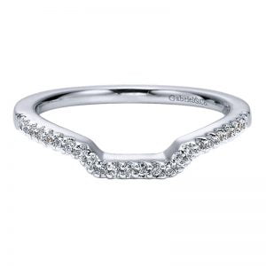 14k White Gold Diamond Curved Wedding Band WB5874W44JJ