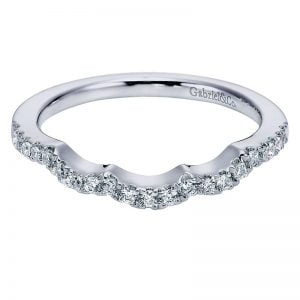 14k White Gold Diamond Curved Wedding Band WB5992W44JJ