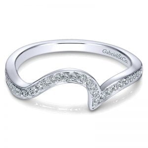 14k White Gold Diamond Curved Wedding Band WB7244W44JJ