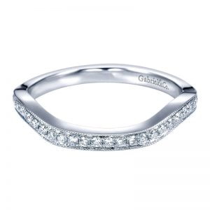14k White Gold Diamond Curved Wedding Band WB7263W44JJ