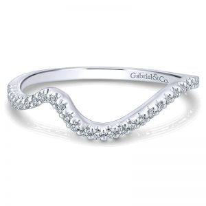 14k White Gold Diamond Curved Wedding Band WB7457W44JJ