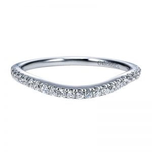 14k White Gold Diamond Curved Wedding Band WB7485W44JJ