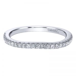 14k White Gold Diamond Curved Wedding Band WB7487W44JJ