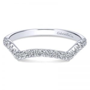 14k White Gold Diamond Curved Wedding Band WB7517W44JJ