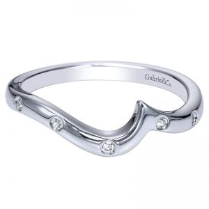 14k White Gold Diamond Curved Wedding Band WB8707W44JJ