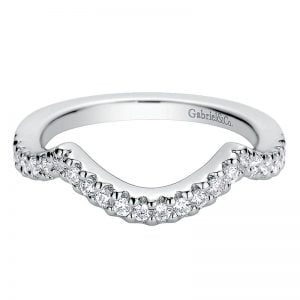 14k White Gold Diamond Curved Wedding Band WB9277W44JJ