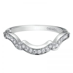 14k White Gold Diamond Curved Wedding Band WB9317W44JJ