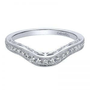 14k White Gold Diamond Curved Wedding Band WB9331W44JJ