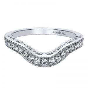 14k White Gold Diamond Curved Wedding Band WB9332W44JJ