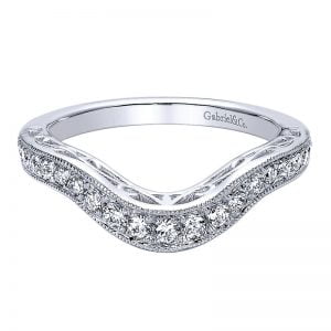 14k White Gold Diamond Curved Wedding Band WB9333W44JJ
