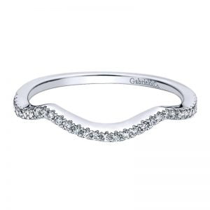 14k White Gold Diamond Curved Wedding Band WB9337W44JJ