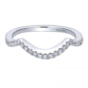 14k White Gold Diamond Curved Wedding Band WB9339W44JJ
