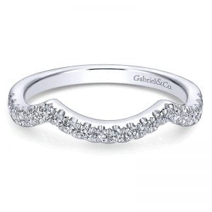 14k White Gold Diamond Curved Wedding Band WB9342W44JJ
