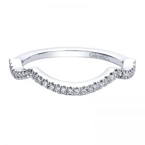14k White Gold Diamond Curved Wedding Band WB9370W44JJ