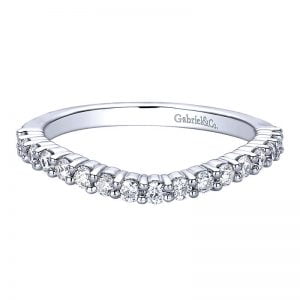 14k White Gold Diamond Curved Wedding Band WB9391W44JJ
