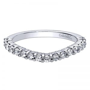 14k White Gold Diamond Curved Wedding Band WB9393W44JJ