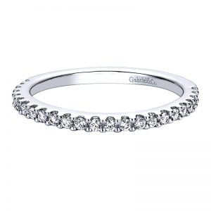 14k White Gold Diamond Curved Wedding Band WB9404W44JJ