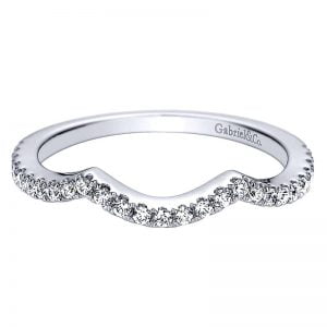 14k White Gold Diamond Curved Wedding Band WB9409W44JJ