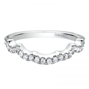 14k White Gold Diamond Curved Wedding Band WB9443W44JJ