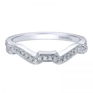 14k White Gold Diamond Curved Wedding Band WB9454W44JJ