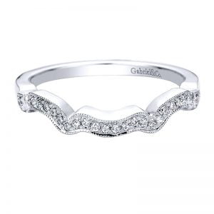 14k White Gold Diamond Curved Wedding Band WB9496W44JJ