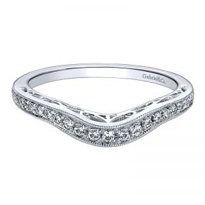 14k White Gold Diamond Curved Wedding Band WB9501W44JJ