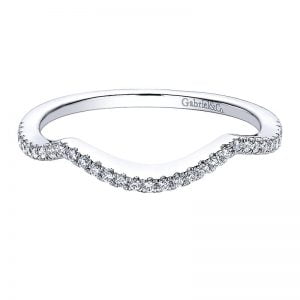 14k White Gold Diamond Curved Wedding Band WB9503W44JJ