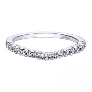 14k White Gold Diamond Curved Wedding Band WB9518W44JJ