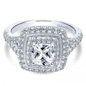 14k White Gold Diamond Double Halo Engagement Ring ER10188W44JJ