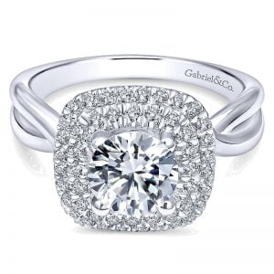 14k White Gold Diamond Double Halo Engagement Ring ER10798W44JJ