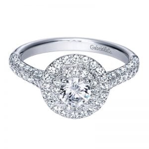 14k White Gold Diamond Double Halo Engagement Ring ER11951W44JJ