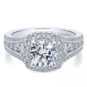 14K White Gold Diamond Double Halo 14K White Gold Engagement Ring ER12609R4W44Jj