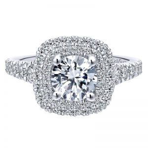 14K White Gold Diamond Double Halo 14K White Gold Engagement Ring ER12762R4W44Jj