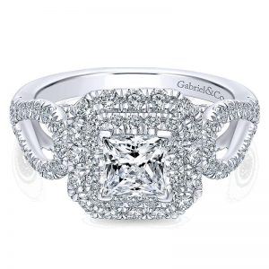 14K White Gold Diamond Double Halo 14K White Gold Engagement Ring ER12775S3W44Jj