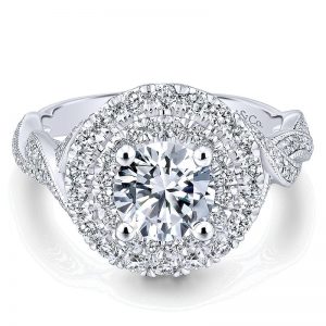 14K White Gold Diamond Double Halo 14K White Gold Engagement Ring ER12800R4W44Jj