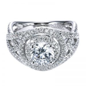 14k White Gold Diamond Double Halo Engagement Ring ER5358W44JJ